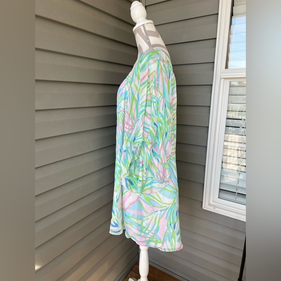 Lilly Pulitzer White Multicolored Marietta Kaftan Mini Dress Bell Sleeve Sz S - Picture 2 of 13